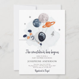 Convite para Chá de fraldas do Astronauta do Espaç