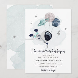 Convite para Chá de fraldas do Astronauta do Espaç