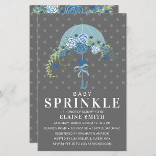 Convite para Chá de fraldas do guarda-chuva azul d