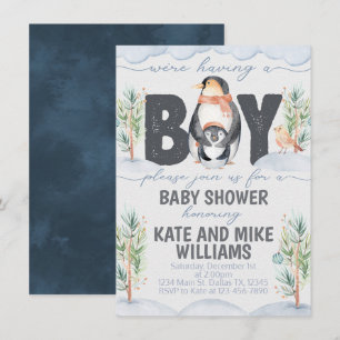 Convite para Chá de fraldas do Penguin Boy