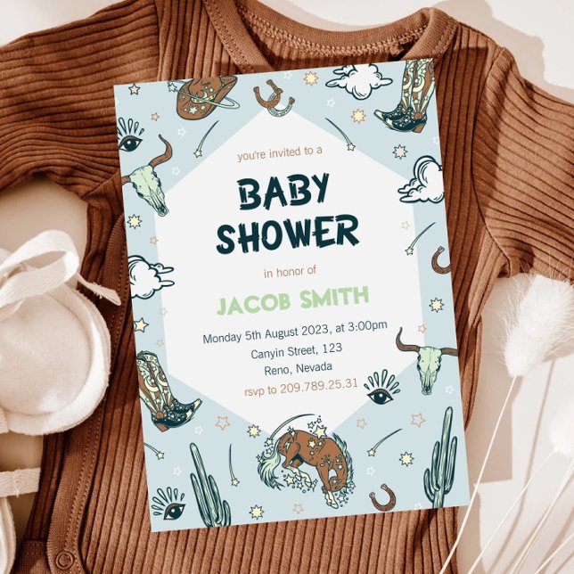 Convite para Chá de fraldas do Sudoeste do Cowboy (Criador carregado)