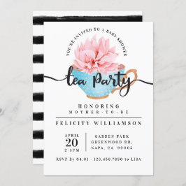 Convite para Chá de fraldas do Teacup Tea Party Ch