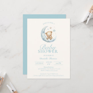 Convite para Chá de fraldas do Urso de Folga Azul