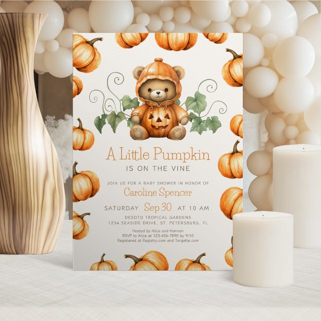 Convite para Chá de fraldas do Urso de Pumpkin (Criador carregado)