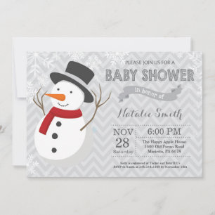 Convite para Chá de fraldas do Winter Snowman
