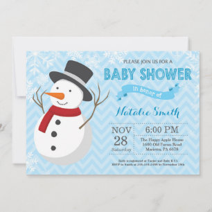 Convite para Chá de fraldas do Winter Snowman Boy