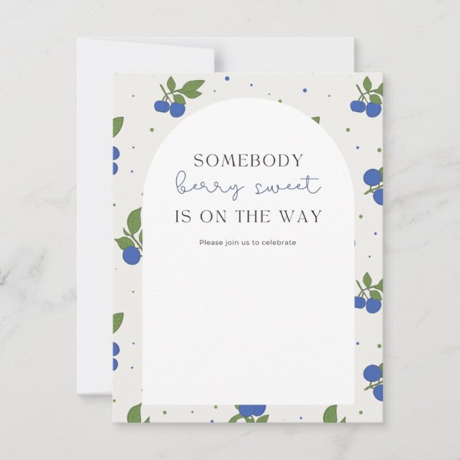Convite para chá de fraldas doce Berry (Frente)