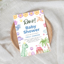 Convite para Chá de fraldas dos Dinossauros Bons
