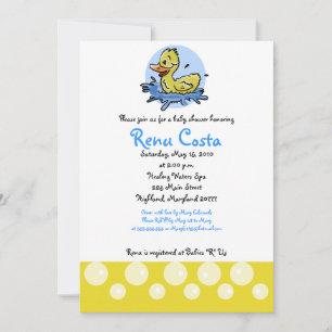 Convite para Chá de fraldas Ducky Yellow Duck 5x7