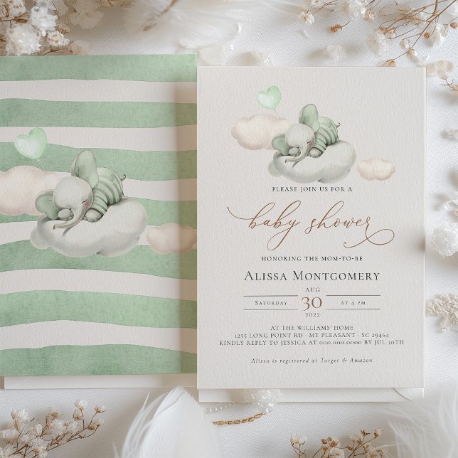 Convite para Chá de fraldas Elefante (Criador carregado)