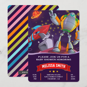 Convite para Chá de fraldas Espacial Externo do R