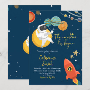 Convite para Chá de fraldas Espacial Solar Planet