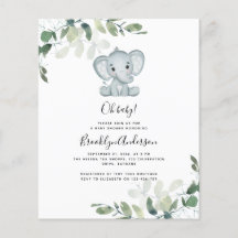 Convite para Chá de fraldas Eucalyptus Elefante BU