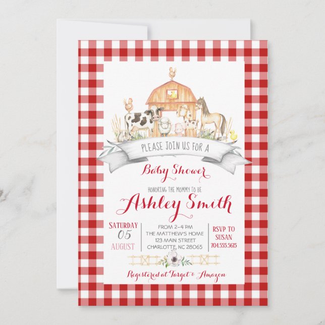 Convite para chá de fraldas fazenda (Frente)