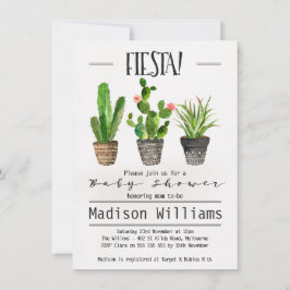 Convite para Chá de fraldas Fiesta Cactus