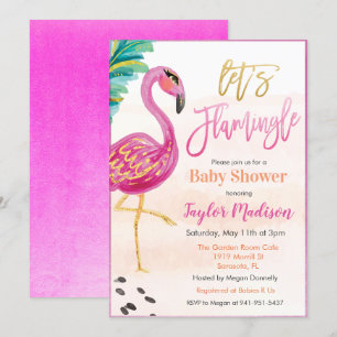 Convite para Chá de fraldas Flamingo de Watercolo