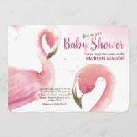 Convite para Chá de fraldas Flamingos Rosa