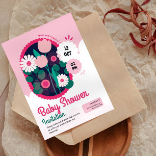 Convite para Chá de fraldas Floral