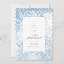 Convite para Chá de fraldas Floral Azul de Cores A