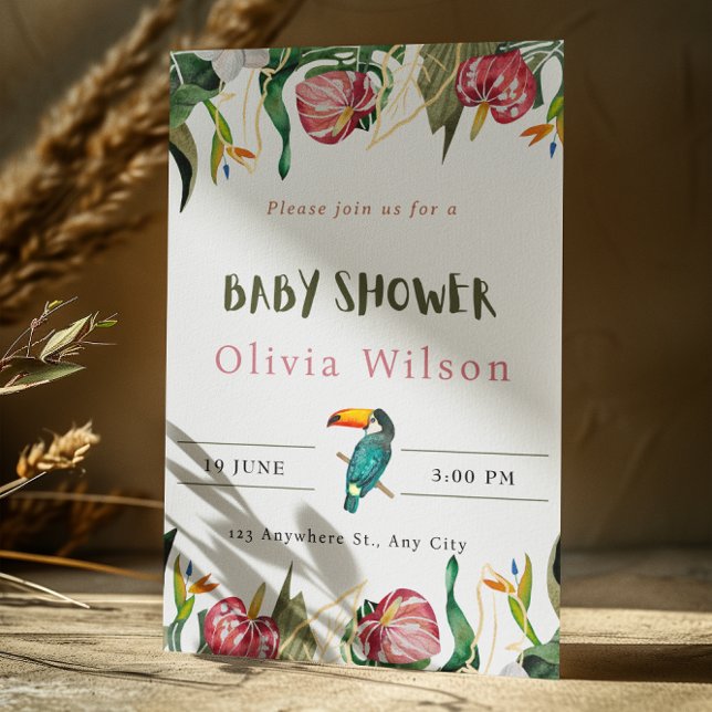 Convite para Chá de fraldas Floral Beige Cute (Criador carregado)