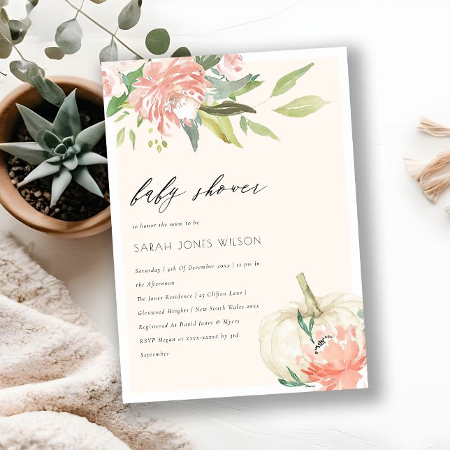 Convite para Chá de fraldas Floral Blush de Pumpki (Criador carregado)