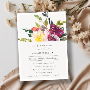 Convite para Chá de fraldas Floral de Blush Amare