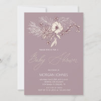 Convite para Chá de fraldas Floral de Creme Modern