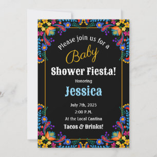 Convite para Chá de fraldas Floral de Fiesta Mexic