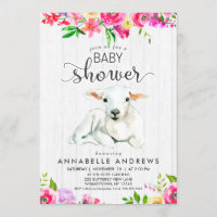 Convite para Chá de fraldas Floral de Lamb & Water