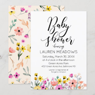 Convite Para Chá de fraldas Floral De Primavera W