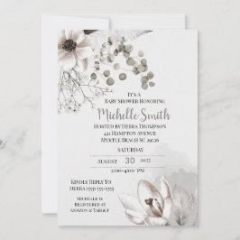 Convite para Chá de fraldas Floral Elegant Sage Cr