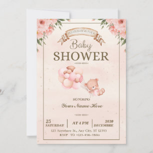 Convite para Chá de fraldas Floral Elegante