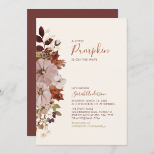 Convite para Chá de fraldas Floral Rustic Autumn P