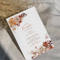 Convite para Chá de fraldas Floral Rustic Autumn P