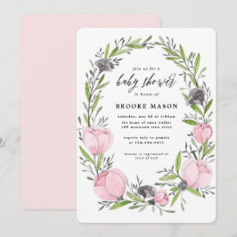 Convite para Chá de fraldas Floral Wreath