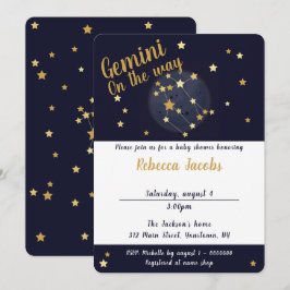 Convite para Chá de fraldas Gemini zodiac