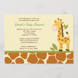 Convite para Chá de fraldas Giraffe Adventure 5x7