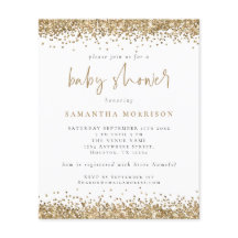 Convite para Chá de fraldas Glitter Girl Dourado d