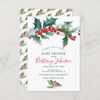 Convite para Chá de fraldas Holly Holiday