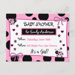 Convite para Chá de fraldas Ladybug Cor-de-rosa-br