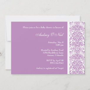 Convite para Chá de fraldas Lilac Damask
