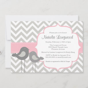 Convite para Chá de fraldas Little Bird Chevron