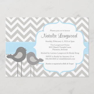 Convite para Chá de fraldas Little Bird Chevron