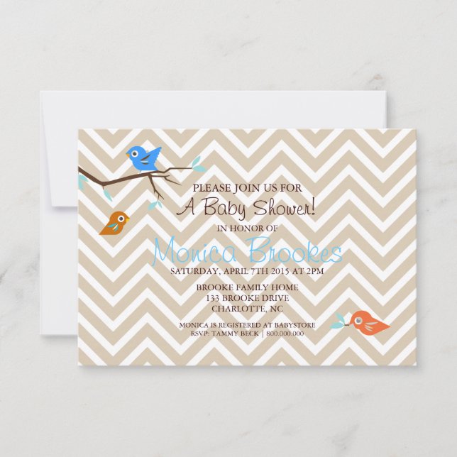 Convite para Chá de fraldas| Little Birdie|chevgrb (Frente)