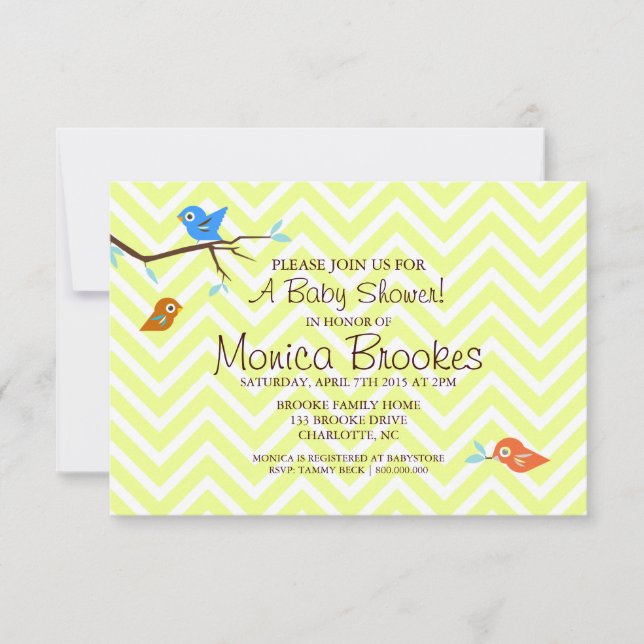 Convite para Chá de fraldas| Little Birdie|neutral (Frente)