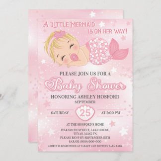 Convite para Chá de fraldas Loura | Pequena Sereia