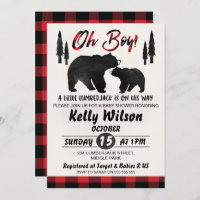 Convite para Chá de fraldas Lumberjack Bears