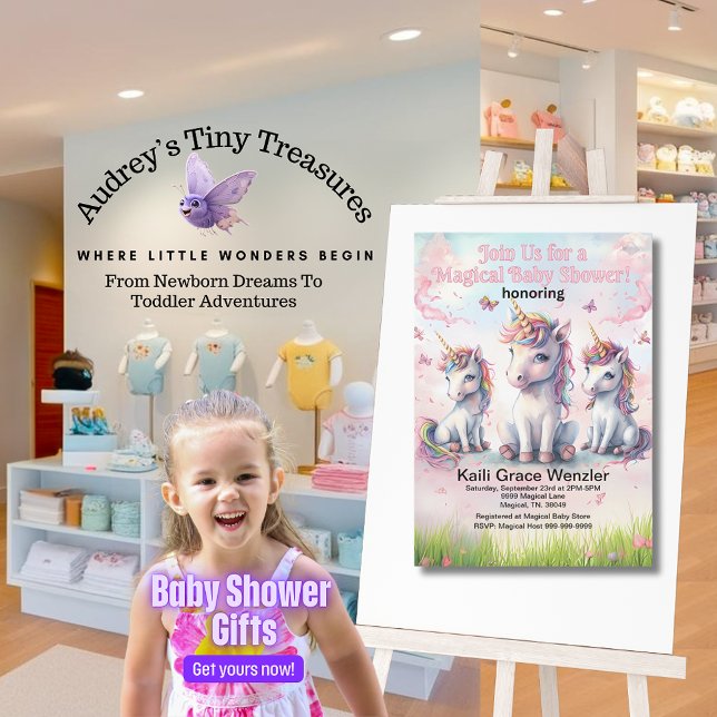 Convite para Chá de fraldas Magical Unicorn (Criador carregado)