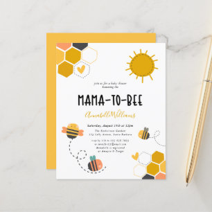 Convite para Chá de fraldas Mama-Abelha de Orçamen