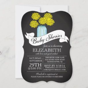 Convite para Chá de fraldas Mason Jar Chalkboard